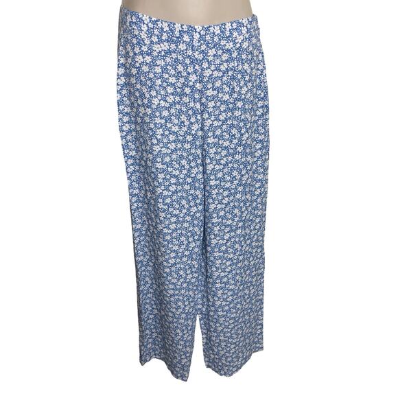 Reformation two piece set in floral blue crop button down top high rise pants 2 - Picture 3 of 11